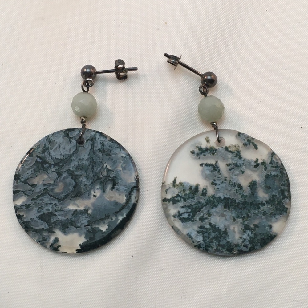 Green and Clear Dangle Earrings